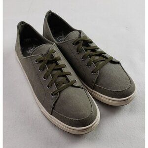 LL Bean Campside Canvas Sneaker Womens 8 Green Lace Up Casual Athletic Shoe